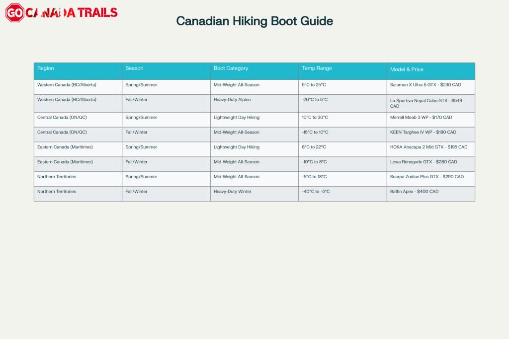 Regional Hiking Boot Recommendations for Canadian Conditions by Season